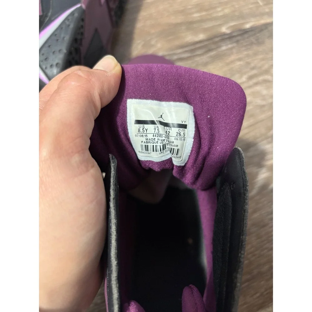 Jordan 7 Retro GG Mulberry Black Fuchsia Glow 442960-009 Mens‎ 7.5 / Youth 8.5Y